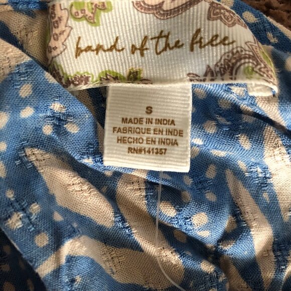 Band Of The Free Boho Blue & Beige Maxi Dress - Size Small, Chic & Flowing Style - Picture 9 of 10